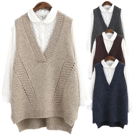 Large Size V Neck Casual Knitted Vest Women Irregular Loose Female Vests Spring Sleeveless