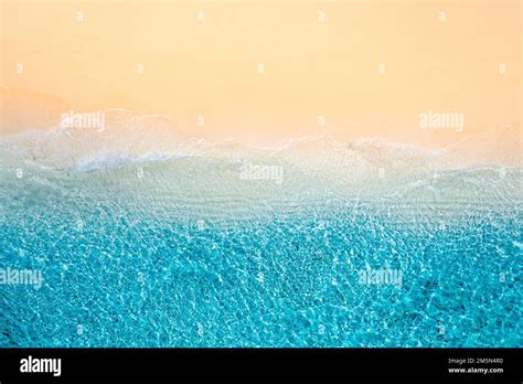 Summer Seascape Beautiful Waves Blue Sea Water In Sunny Day Top View