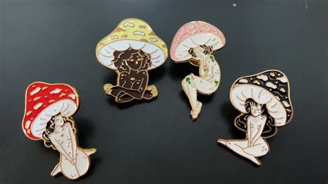 Wholesales Cartoon Mushroom Girl Soft Hard Enamel Pins Sets Anime Customized Metal Cute