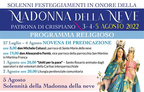 I Festeggiamenti Per La Madonna Della Neve Patrona Di Crispiano