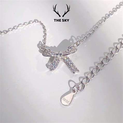 Dây Chuyền nữ THE SKY DC1023 Sợi Mảnh Kèm Mặt Nơ Đá Sáng Lấp Lánh Hot Trend Shopee Việt Nam