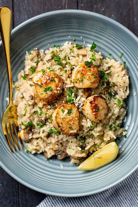 Lemon Butter Scallops Over Parmesan Risotto Recipe Kitchen Swagger