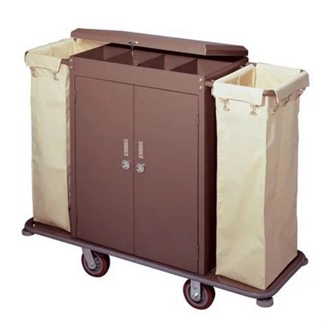 Dark Brown Powder Coated Hotel Housekeeping Trolleys For Hotels At Rs