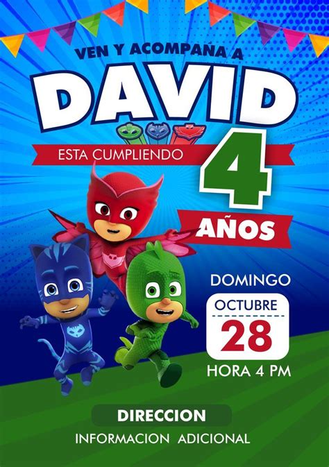 Invitacion de cumpleaños pj mask