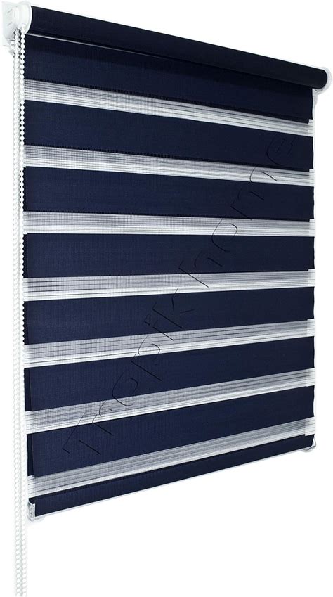 Day And Night Navy Blue Zebra Vision Window Roller Blind Choice Of