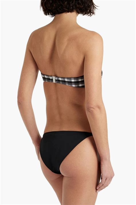 Seafolly Portofino Knotted Gingham Stretch Seersucker Bandeau Bikini