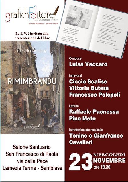 Lamezia Il Novembre Presentazione Del Libro Rimimbrandu Di Ciccio