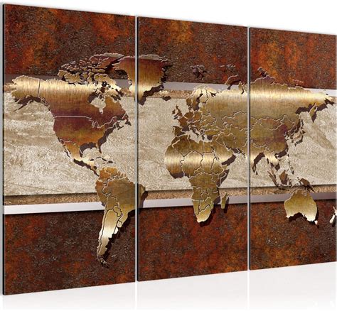 Bilder Weltkarte World Map Wandbild 120 X 80 Cm Vlies Leinwand Bild