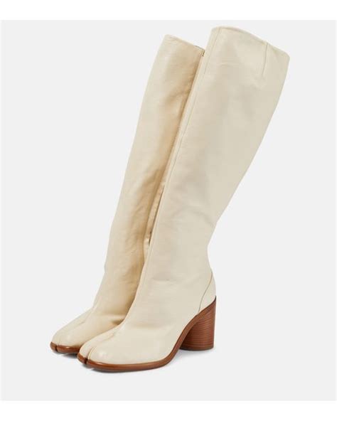 Maison Margiela Tabi Leather Knee High Boots In White Lyst