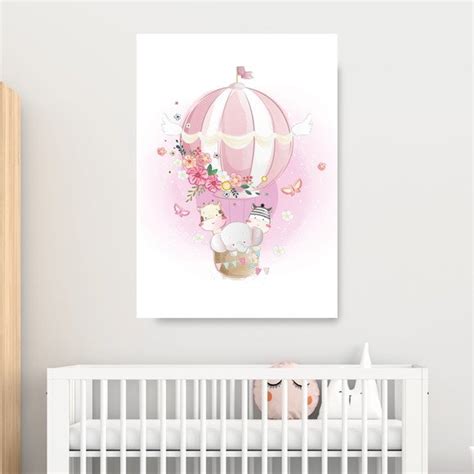 Arte Digital Quadro Balão Rosa Safari Baby Elo7