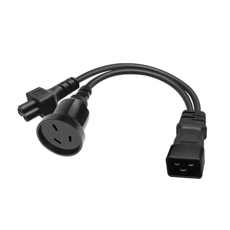 Iec C To Iec C Au Power Cord In Out Y Splitter Adapter