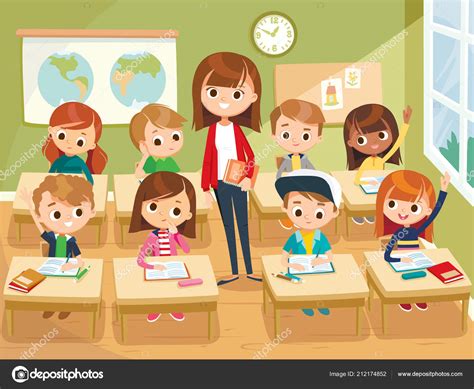 Pupils Study Classroom Vector Illustration Stock Vector Image by ©olga1818 #212174852