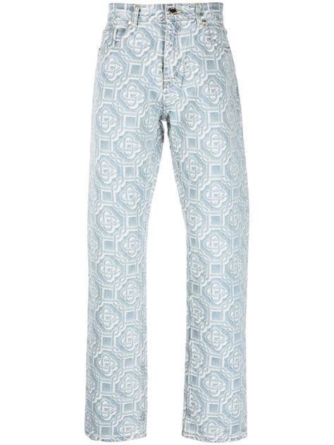 Buy Casablanca Monogram Classic Jacquard Straight Leg Jeans