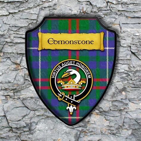 Edmonstone Shield Plaque With Scottish Clan Coat Of Arms Badge Etsy