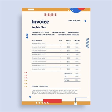 Free Vector Artist Invoice Template Design