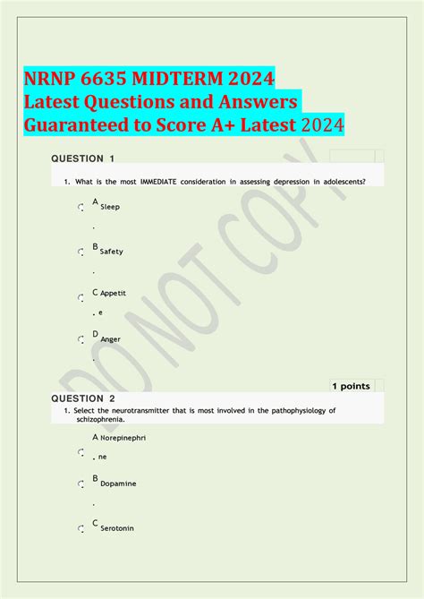 Walden University Nrnp Midterm Exam Study Guide Exams