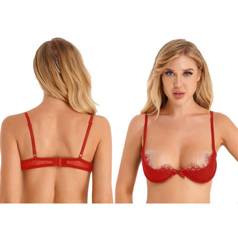 Women Lace Half Cup Bra Underwired Bra Sexy Open Nipple Bra Sleepwear