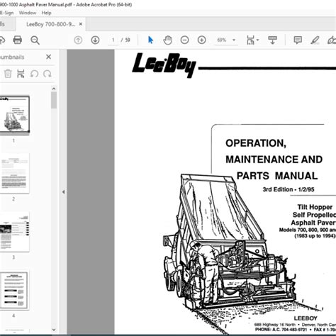 Leeboy B Paver Operation Maintenance Parts Manual Pdf