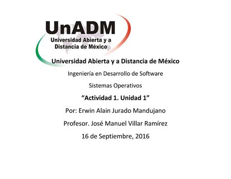 SOP U3 A1 ERJM Actividad 1 Unidad 3 Universidad Abierta Y A