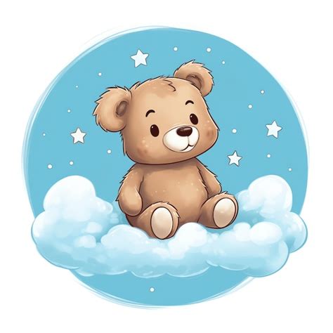 Premium Photo Digital Art Two Cute Teddy Bears Sitting On Cloud And