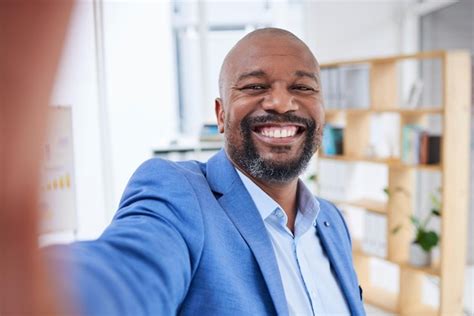 Premium Photo Office Selfie Business And Portrait Of Black Man Ceo Or