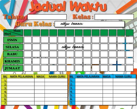 Design Jadual Waktu Cikgubanner