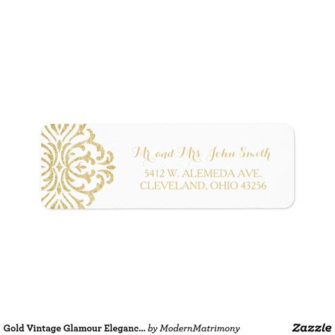 Gold Vintage Glamour Elegance Return Address Label Zazzle