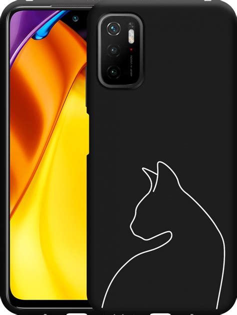 Hoesje Geschikt Voor Xiaomi Poco M3 Pro Zwart Kattencontour II Bol