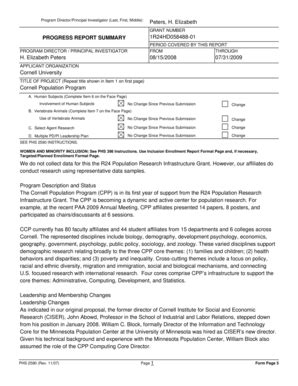 Fillable Online PHS 2590 Rev 11 07 Progress Report Summary Form