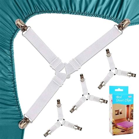 Felly Sangles pour Draps de Lit 4 Pièces Attache Drap Housse Triangle