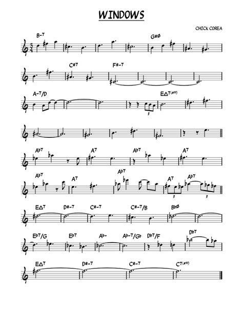 Windows By Chick Corea Sheet Music For Piano Solo