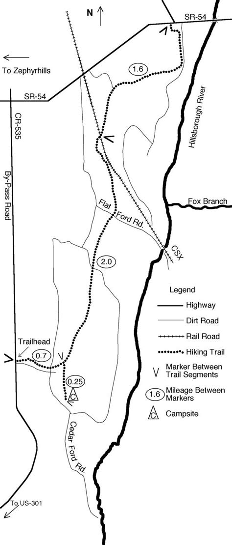 Suncoast Chapter Florida Trail Upper Hillsborough Hiking Trail Map