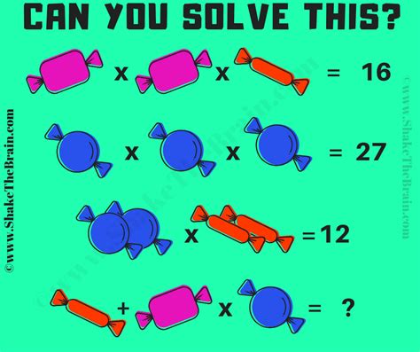 Math Equation Picture Puzzle For Students With Answer Shake The Brain