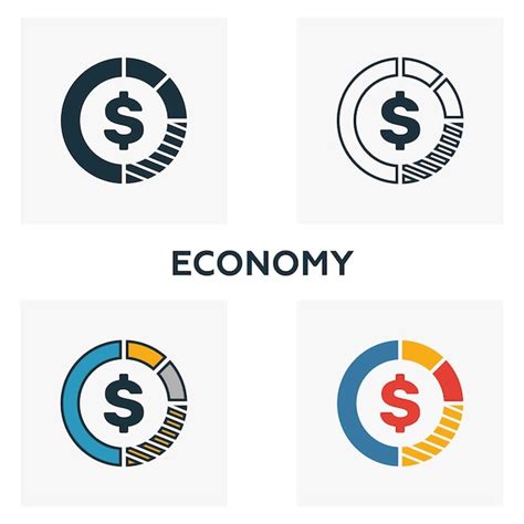 Economy Icon Set Vier Elemente In Verschiedenen Stilen Aus Der Sammlung