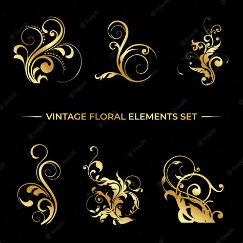 Premium Vector Vintage Floral Elements Set Vector