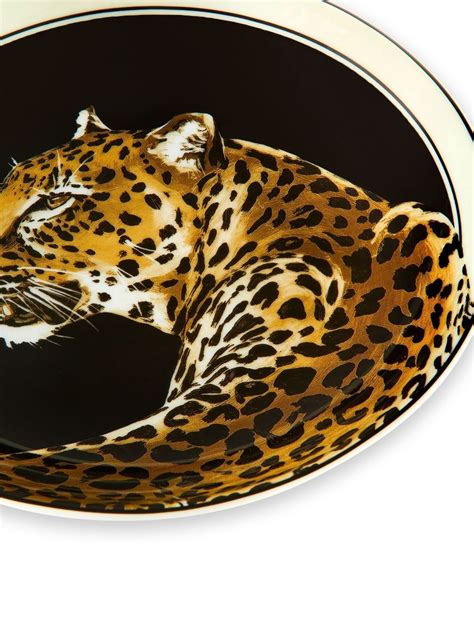 Dolce And Gabbana Leopard Print Porcelain Dinner Plates Set Of 2 In