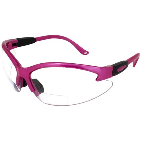 Global Vision Cougar Womens Safety Glasses Hot Pink Frame Wclear 15 Bifocal Lens