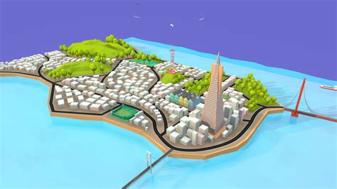 Cartoon Low Poly San Francisco Island 3d Model By Antonmoek C4ab775