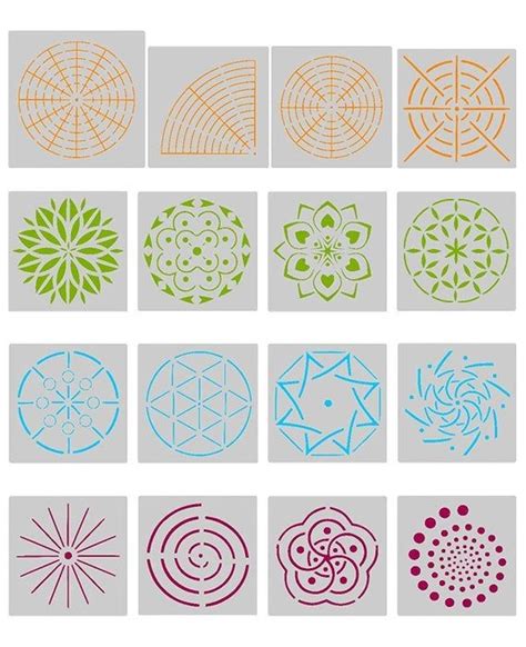 16PCS Mandala Dotting Stencils Mandala Dot Painting Templates For Stone