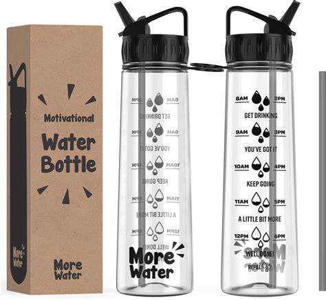 More Water Bottle With Straw Motivational Time Markings Ml