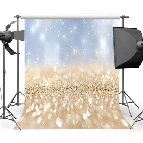 Mehofoto Bokeh Photo Backdrop Golden And Silver Glitter Background For