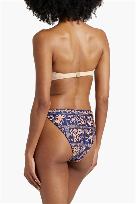 Agua By Agua Bendita Lluvia Ipanema Indigo Embroidered Mid Rise Bikini