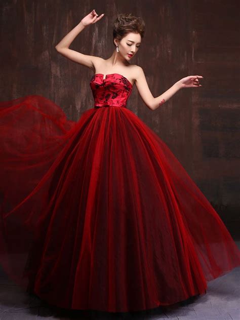 Strapless Royal Scarlet Red Quinceanera Ball Gown Dress – JoJo Shop