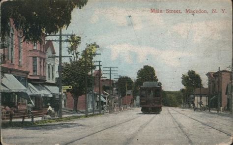 Looking Along Main Street Macedon, NY Postcard