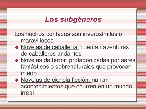 La novela y los subgéneros ppt descargar