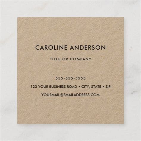 Custom Logo Rustic Kraft Square Professional Square Business Card Zazzle