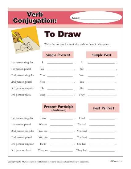 Verb Conjugation Worksheet To Draw