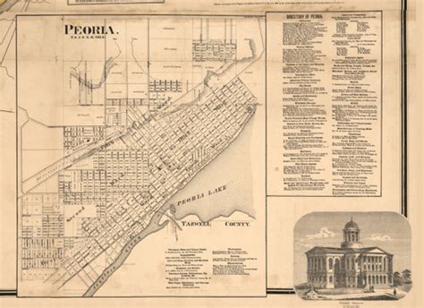 Peoria Village - Peoria Co., Illinois 1861 Old Town Map Custom Print - Peoria Co. - OLD MAPS