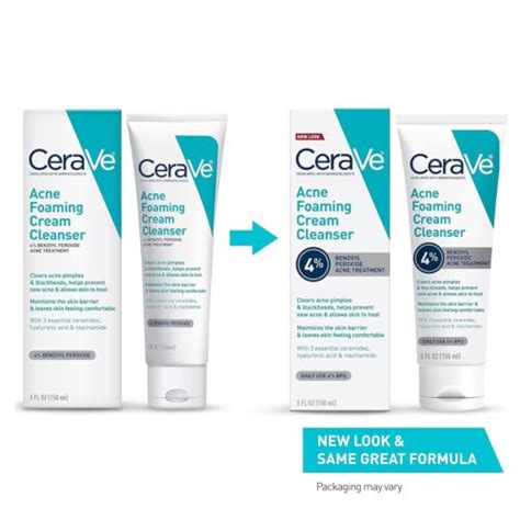 Cerave Acne Foaming Cream Cleanser With 4 Benzoyl Peroxide Hyaluronic