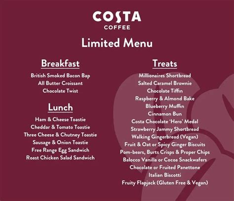 Costa Menu Prices 2024 In Ireland Updated June